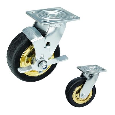 Elastic Rubber 6 Inch Locking Swivel Casters , ISO9001 Hard Rubber Caster Wheels