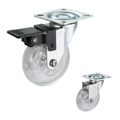 3 Inch 50kg Loading PU Furniture Casters With Chrome Plated Bracket