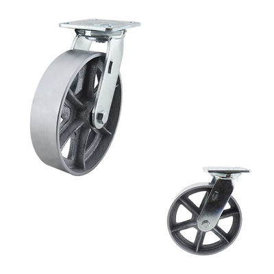 8 Inch Big Diameter 660LBS Load Capacity Cast Iron Hollow Swivel Plate Caster