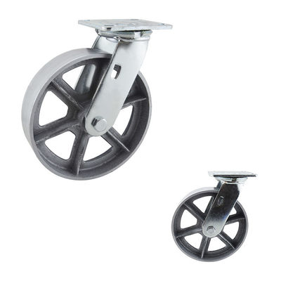 8 Inch Big Diameter 660LBS Load Capacity Cast Iron Hollow Swivel Plate Caster