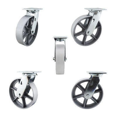 8 Inch Big Diameter 660LBS Load Capacity Cast Iron Hollow Swivel Plate Caster