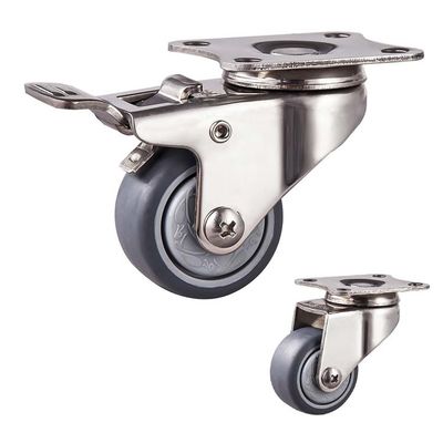 40mm Diameter Light Duty 304 Steel Swivel Locking Thermoplastic Rubber Wheels