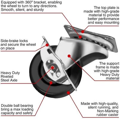 Plate Mounting Nylon Casters with Ball Bearing and Solid Core Wheel Durable Industrial Grade Heavy Duty Mobility Solutions