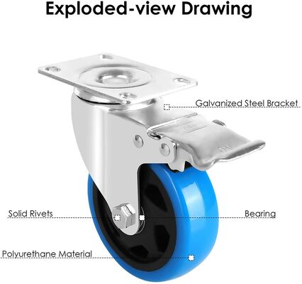 Stalen behuizingsmateriaal Rubberen rollen met een wieldiameter van 3 tot 8 inch, met inbegrip van rollen met dubbele bal en gewone lagers