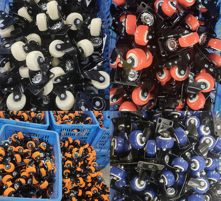 Rubberen zwenkwielen Zwart Blauw Groen Wielmateriaal Staal Rubber en rubberen PP-kern Ontworpen voor soepele manoeuvreerbaarheid