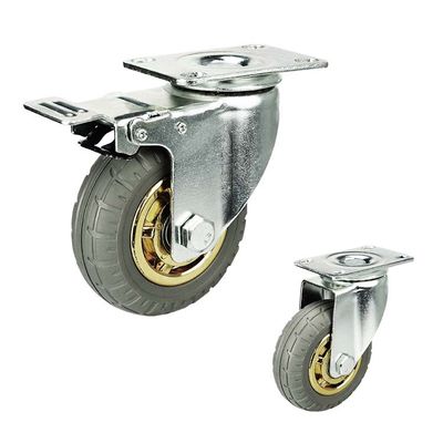 ISO9001 70kg Laadvermogen 4 Inch Rubber Zwenkwielen Met Laag Geluidsniveau