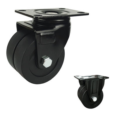 Zwarte 250kg Draagvermogen 3-inch Nylon Zwenkwielen met Glijlager