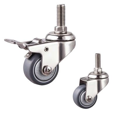 40mm Diameter Light Duty 304 Steel Swivel Locking Thermoplastic Rubber Wheels